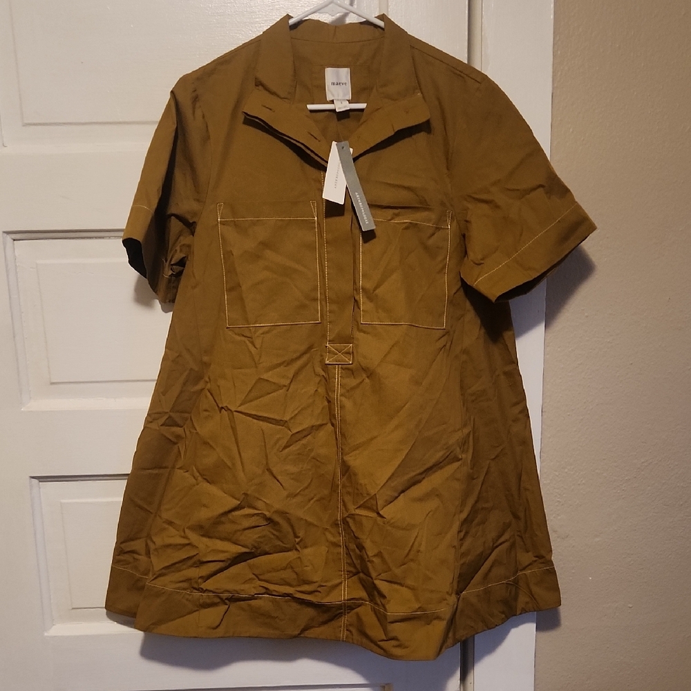 Anthropologie Maeve Olive Shirt Dress